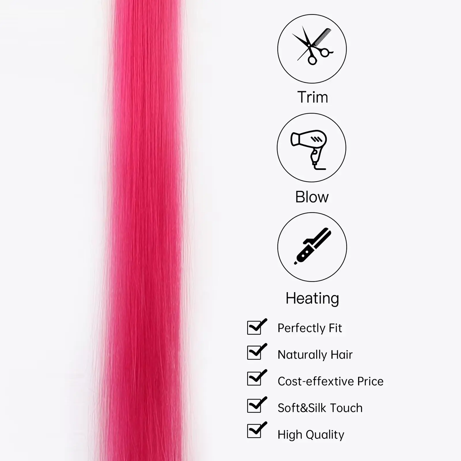 Synthetic 5Pcs Colored Hair Extensions Clip in Colorful Hair Extensions Rainbow Hair Extensions for Women Girls Hair Extensions