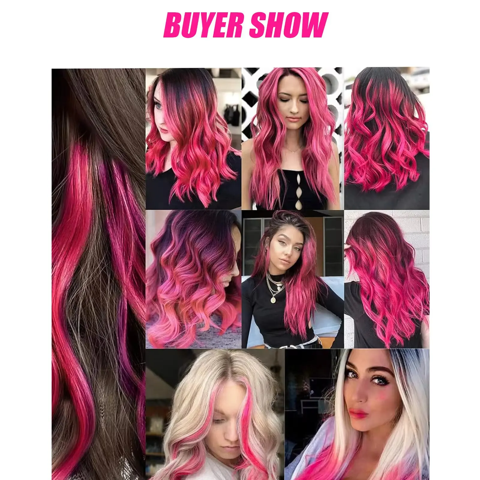 Synthetic 5Pcs Colored Hair Extensions Clip in Colorful Hair Extensions Rainbow Hair Extensions for Women Girls Hair Extensions