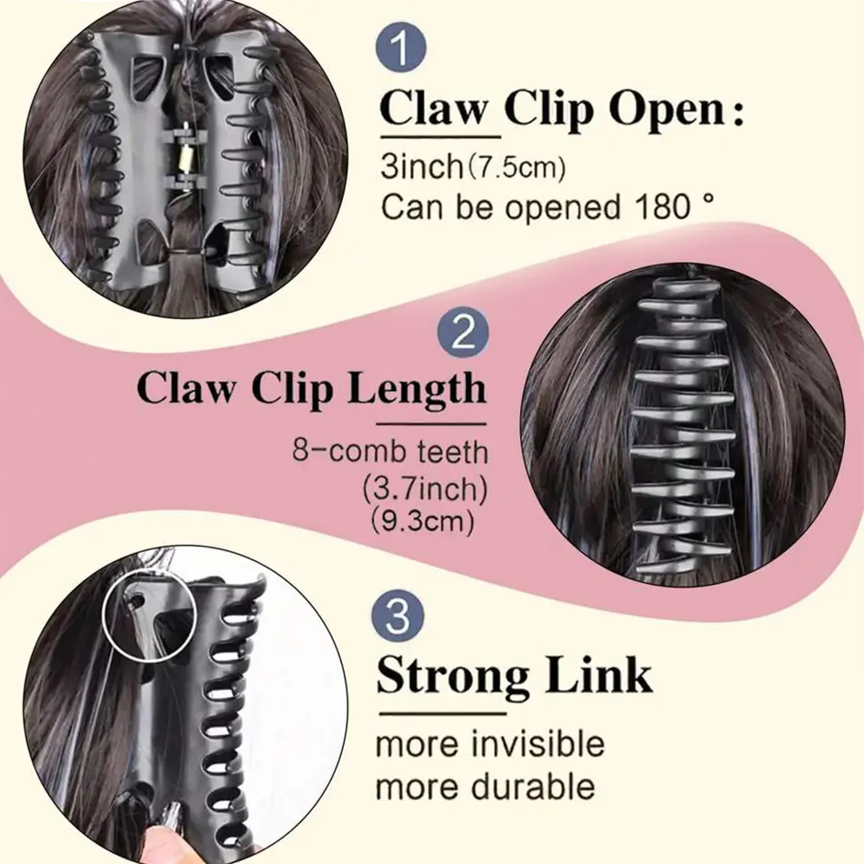 Straight Synthetic Claw Clip Ponytail Hair Extension Short Messy Fluffy Ponytail Hairpiece For Women Natural Tail With Claw Clip