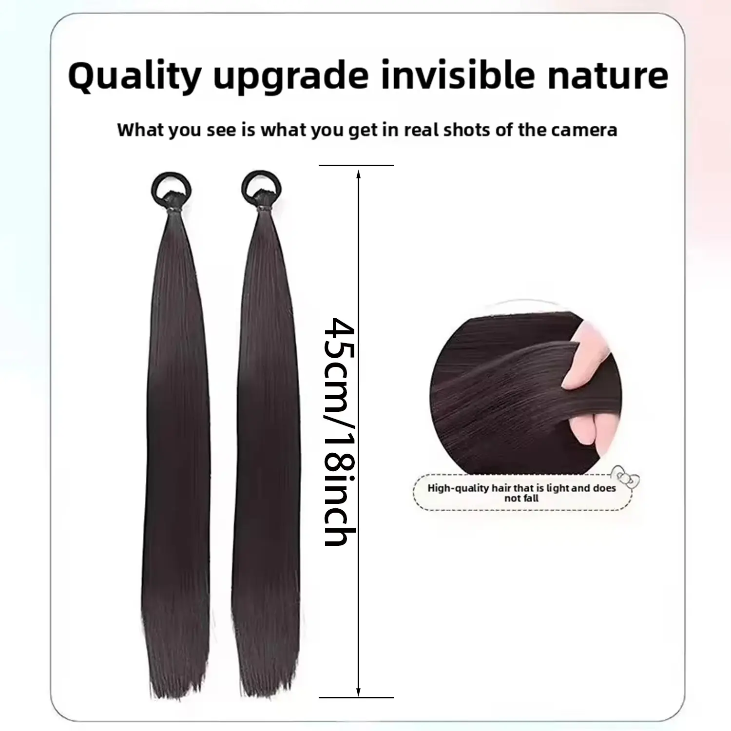 2 Pack Synthetic Black Ponytail Extension with Elastic Tie, Braid Ponytail Extension Braid Hair Extensions for Girls Women
