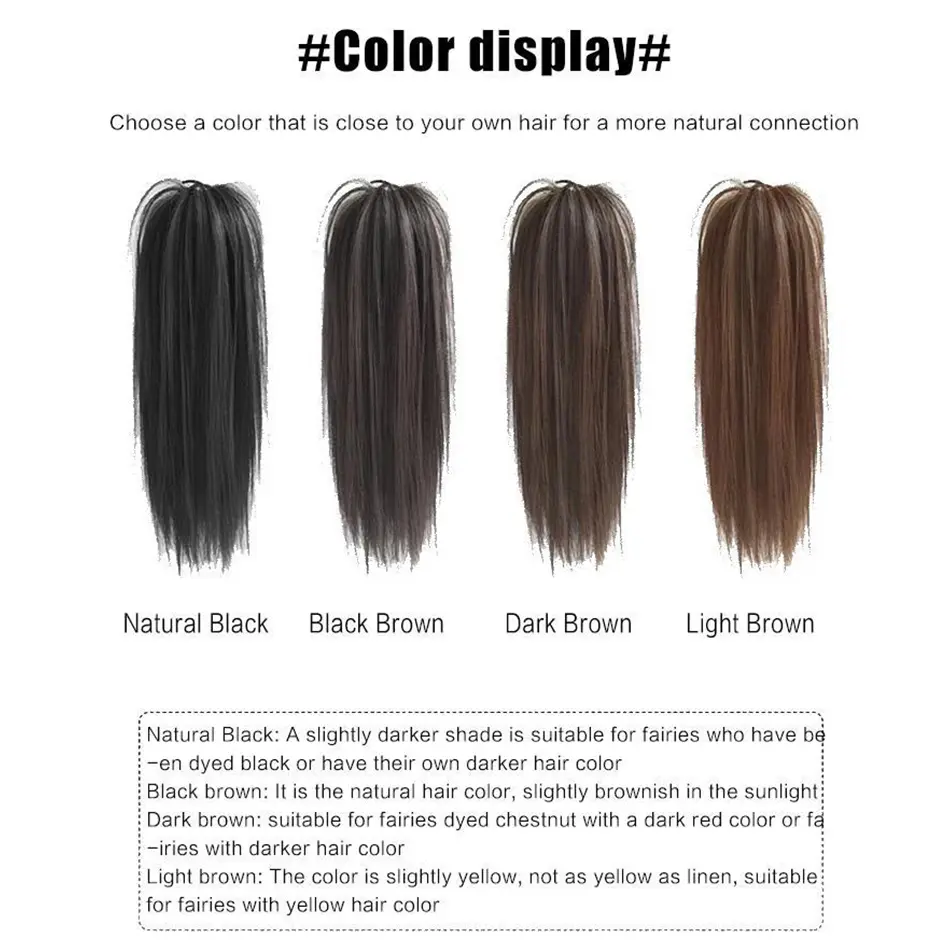 Straight Synthetic Claw Clip Ponytail Hair Extension Short Messy Fluffy Ponytail Hairpiece For Women Natural Tail With Claw Clip