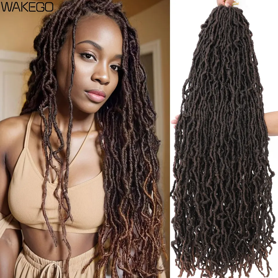 Wakego 14 18 24 Inches Nu Faux Locs Crochet Hair Faux Locks Crochet Braids Pre-lopped Soft Locs Braiding Hair For Women and Kids