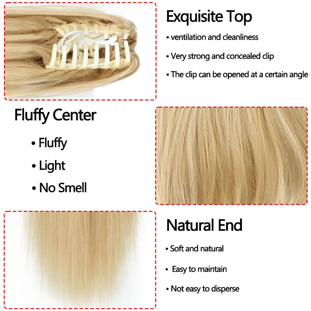 24 Inch Heat Resistant Synthetic Long Straight Claw Clip on Ponytail Hair Extension Piece for Women Daily Party Use