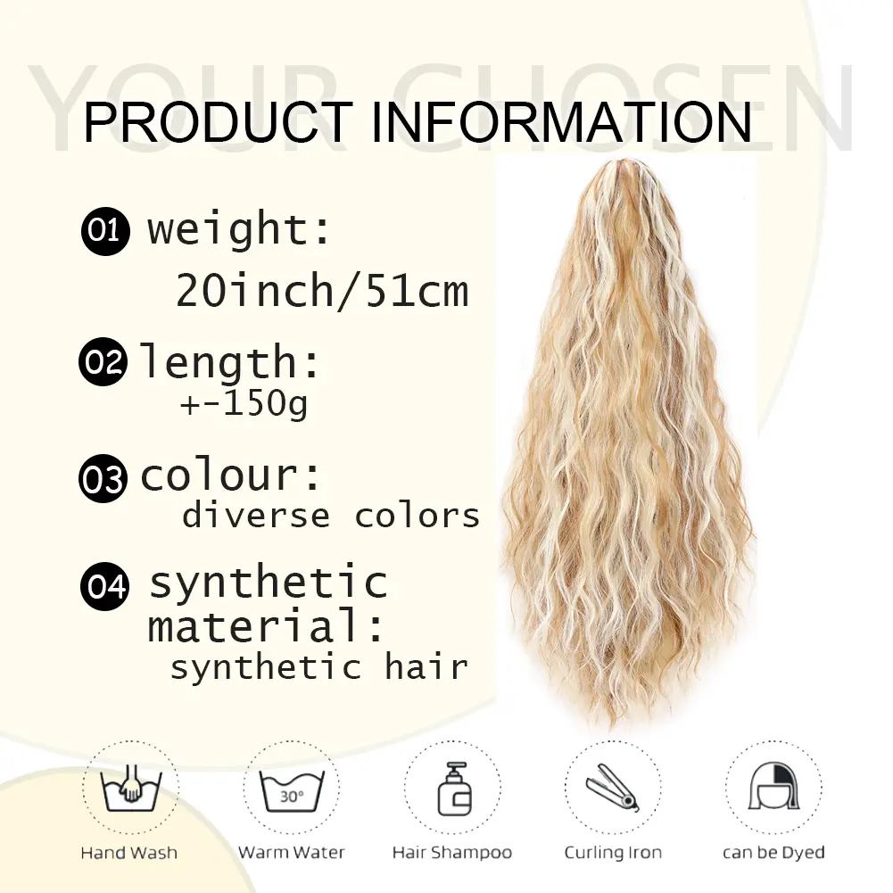 Claw  In Ponytail Extension  Corn Wavy Clip in Hairpiece Ponytail Hair Extensions Long Pony Tail Synthetic for Women