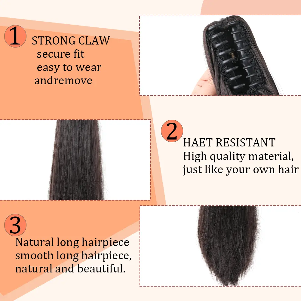 Ponytail Extension Claw Straight Clip in Hairpiece Ponytail Hair Extensions Long Pony Tail Synthetic for Women