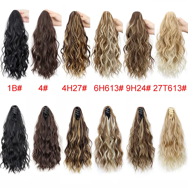 14Inch Synthetic Short Curly Claw Clip in Ponytail Hair Extension Daily Use Blonde Black Blonde Fluffy Hairpiece for Women