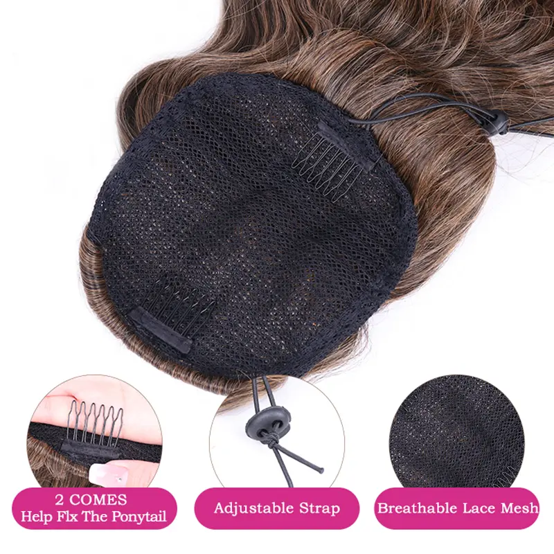 Julianna Kanekalon Futura Wholesale Extra Long 36 Inches Tangle Free Hairpiece Drawstring Ponytail Synthetic Hair Extension