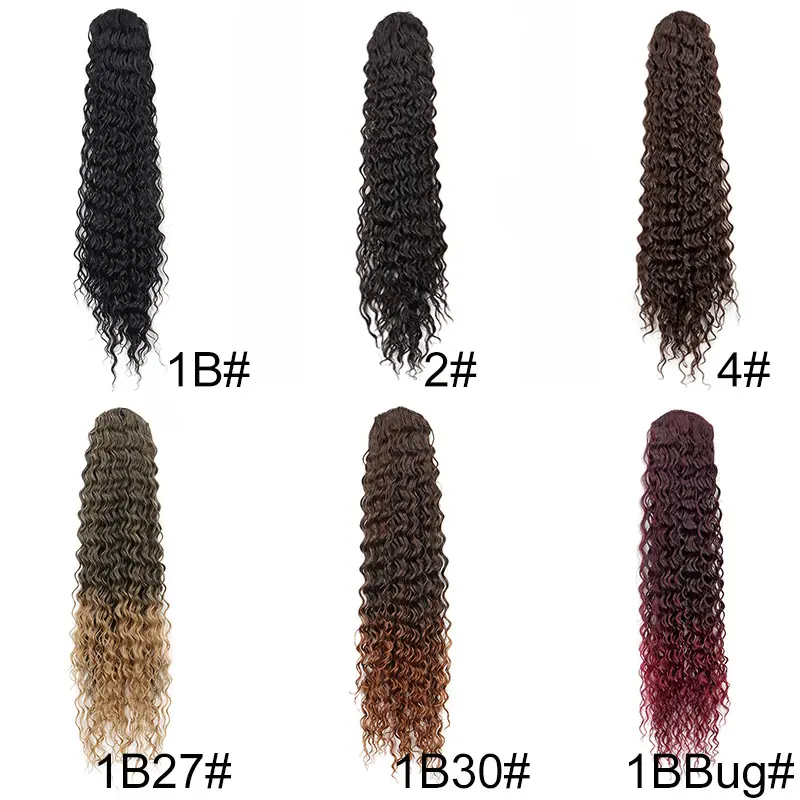 22Inch Synthetic Kinky Curly Clip in Ponytail Extension High Temperature Drawstring Deep Wavy Ponytail Hairpiece for Women