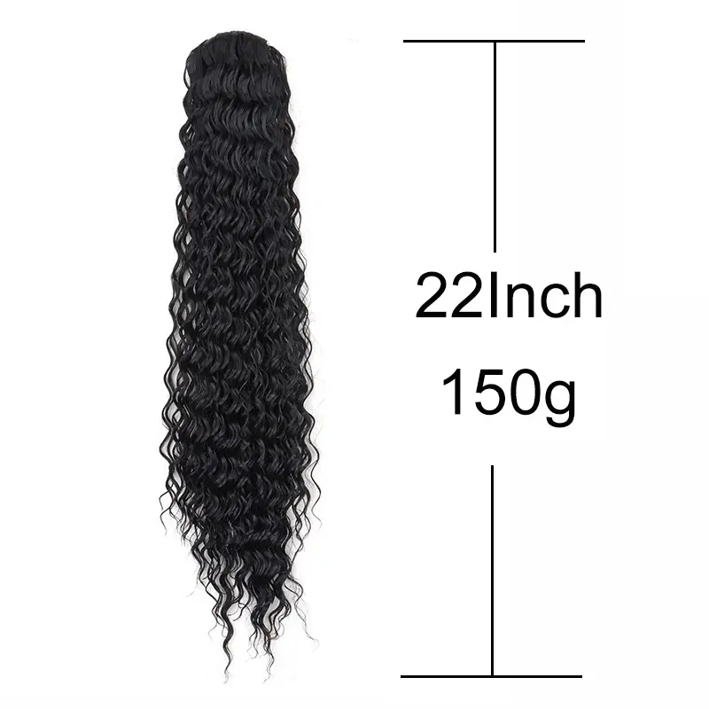 22Inch Synthetic Kinky Curly Clip in Ponytail Extension High Temperature Drawstring Deep Wavy Ponytail Hairpiece for Women