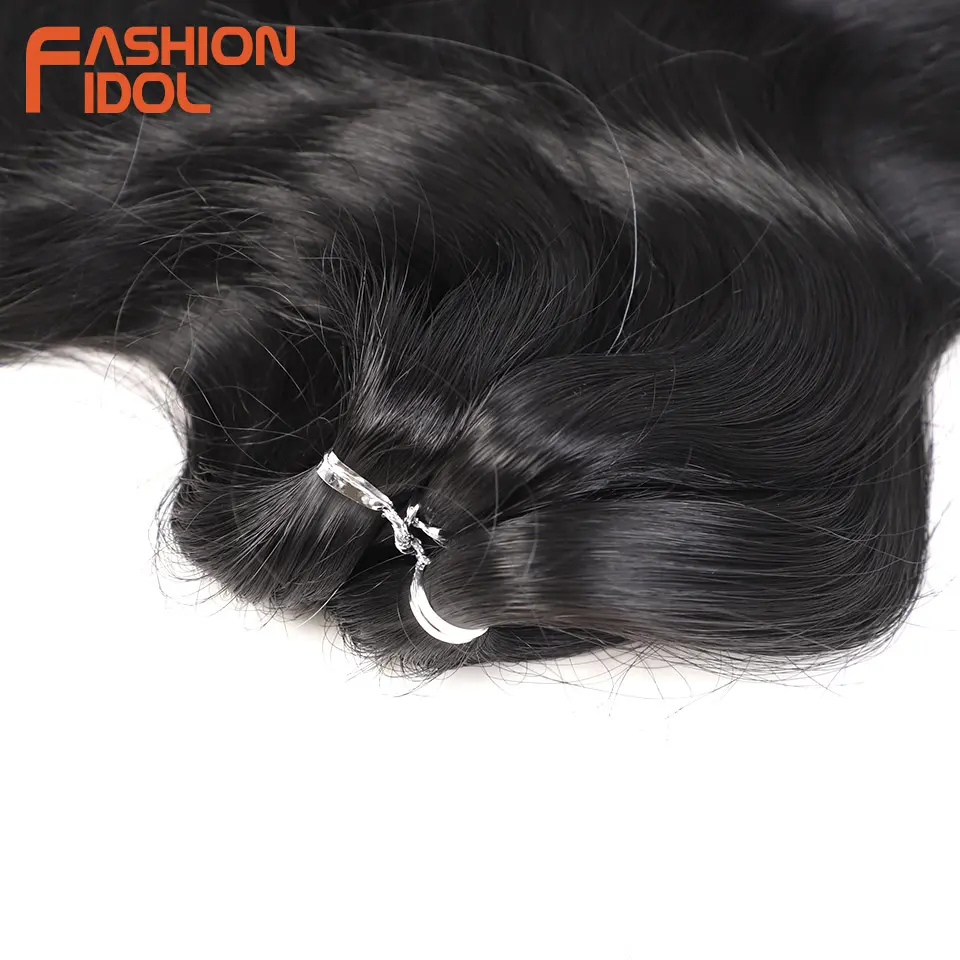 FASHION IDOL 24 Inch Body Wave Crochet Braids Hair Synthetic Fiber Hair Weave For Women Ombre Black Braiding Hair Extensions