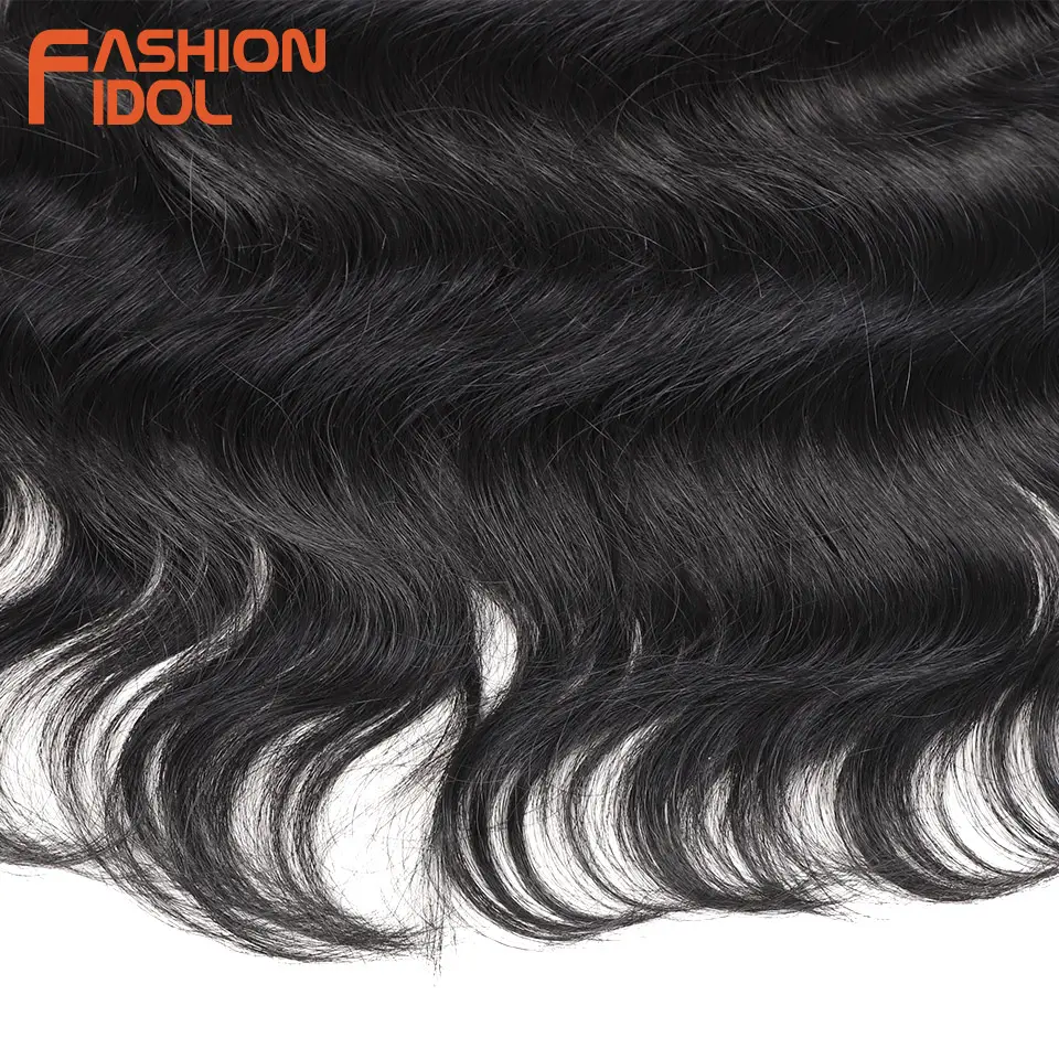 FASHION IDOL 24 Inch Body Wave Crochet Braids Hair Synthetic Fiber Hair Weave For Women Ombre Black Braiding Hair Extensions