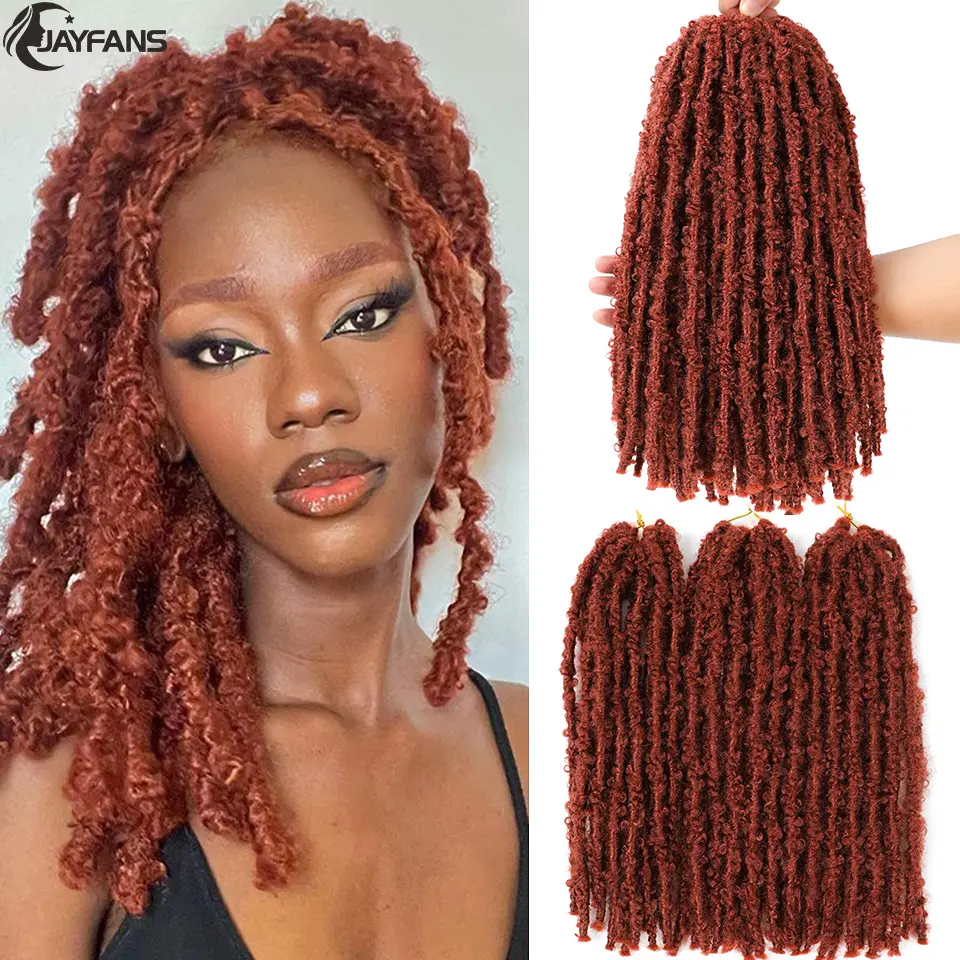 1-6 Packs 12 Inch Real Handmade Butterfly Locs Crochet Hair Ginger Blonde Burgundy Butterfly Faux Locs Crochet Braids For Women