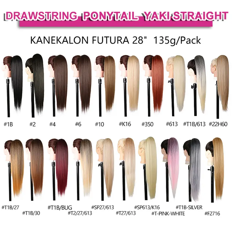 Julianna Synthetic Long Straight Drawstring Ponytail For Women Clip In Hair Extensions Blonde 28Inch Natural Soft Daily Use