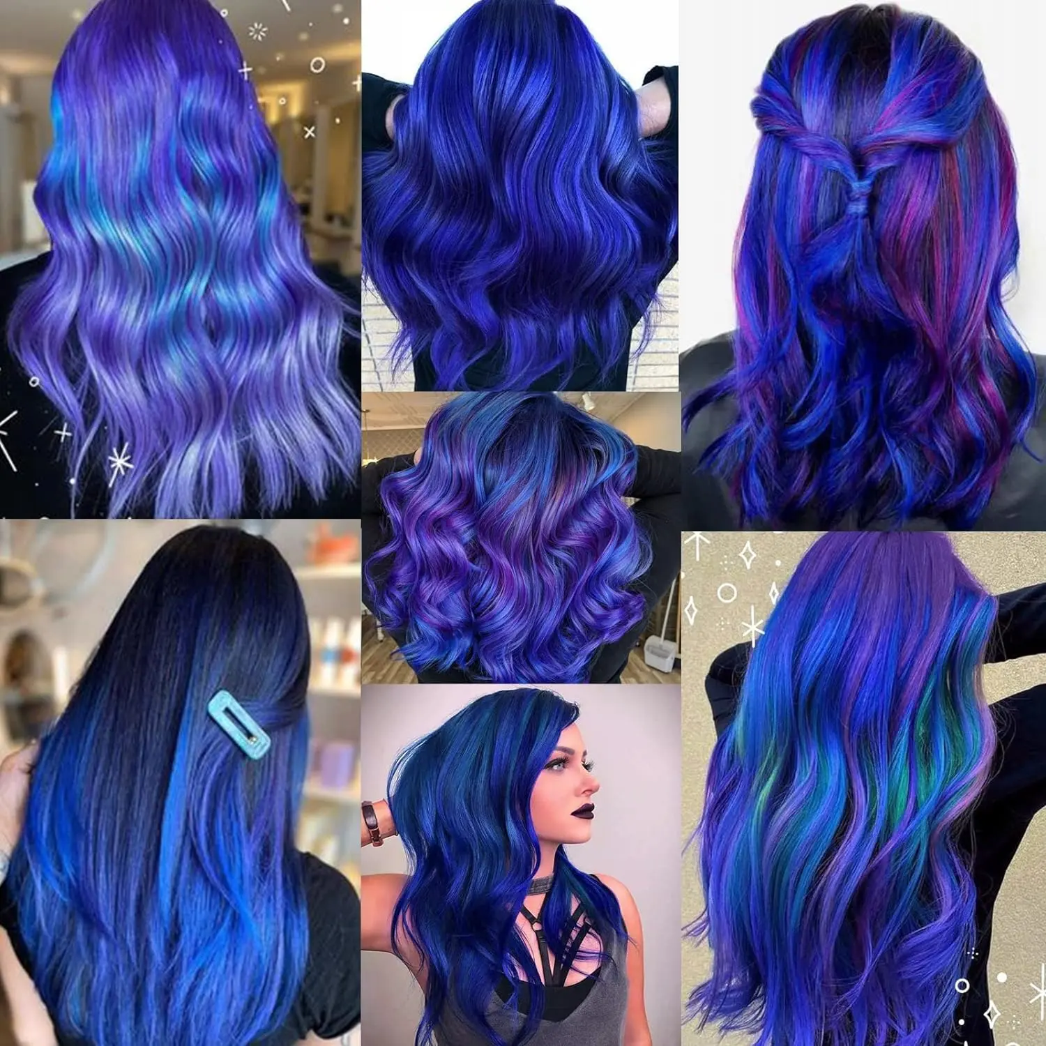 10 PCS Colored Hair Extensions Straight Hairpiece Multi-colors Party Highlights Clip in Synthetic for Women Girls Cosplay Gift