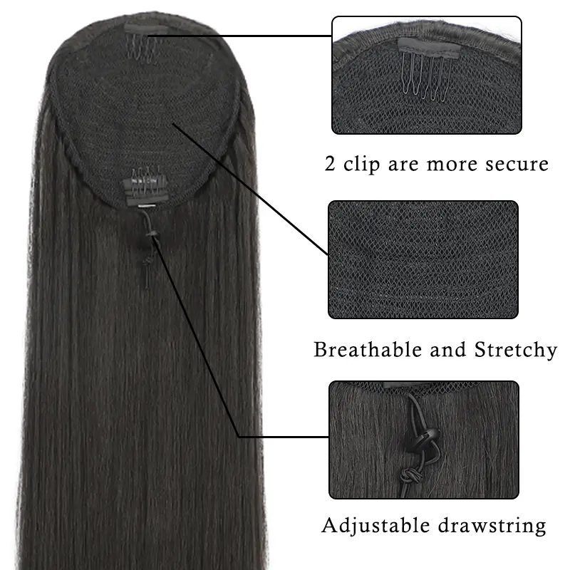 Long Straight Ponytail Hair Extensions for Women 30 Inch Drawstring Fake Hair Pony Tail Synthetic Straight Hairpiece Horse Tail