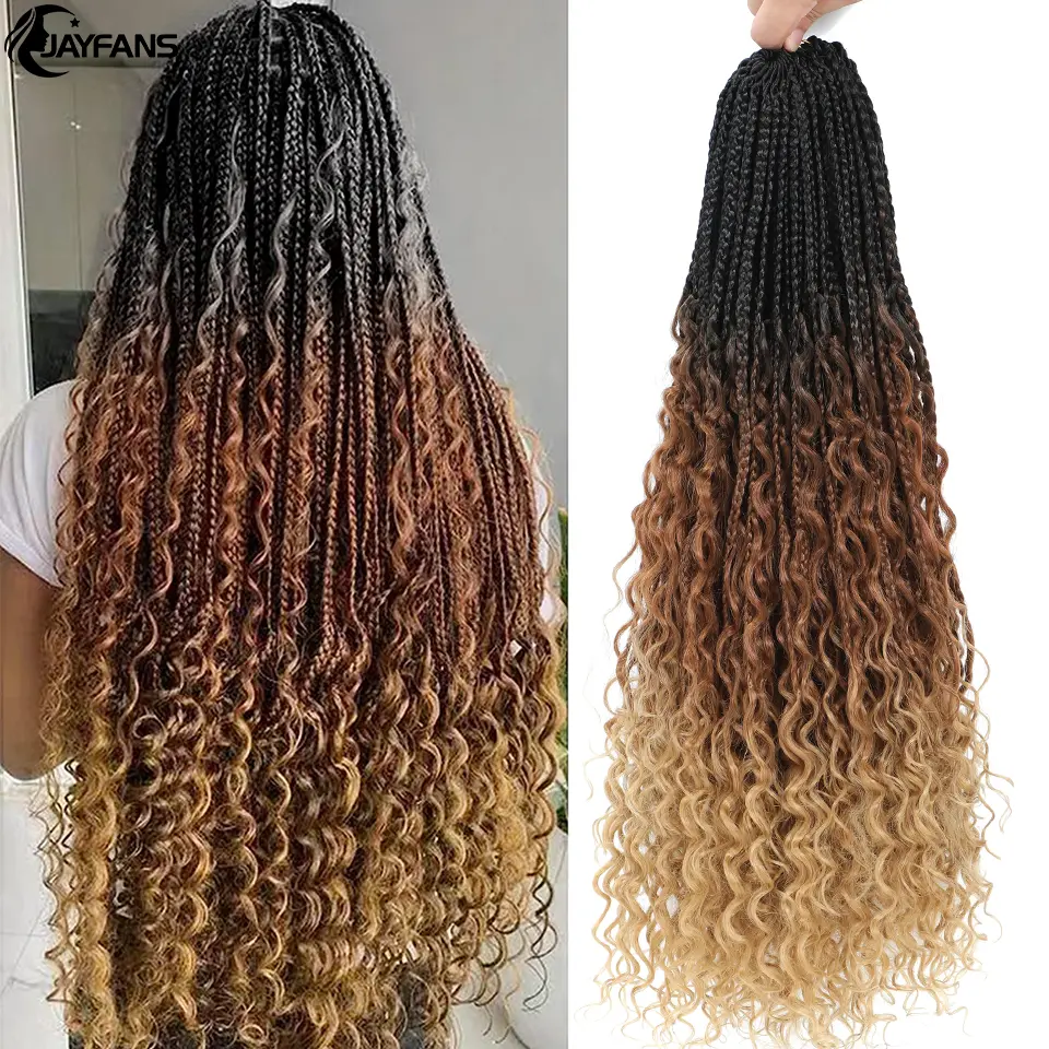 1-8 Packs Boho Box Braids Crochet Hair 18 24 Inch Bohomian Braids Crochet Hair Goddess Box Braids Braiding Hair For Black Women