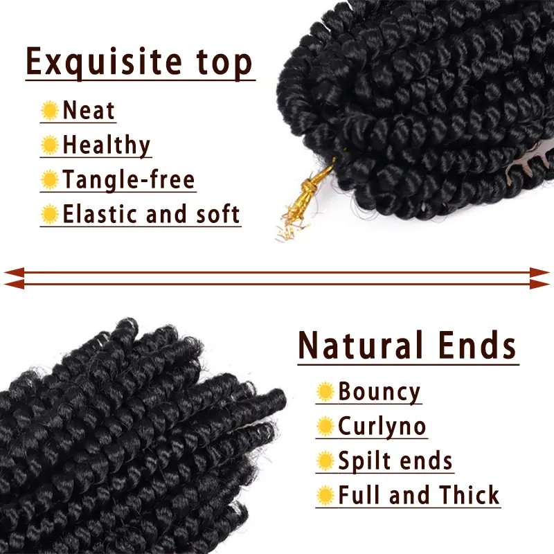 Spring Twist Hair - 8 Inch 6 Packs Spring Twists Crochet Hair for Women Black/T30 Synthetic Braiding Hair