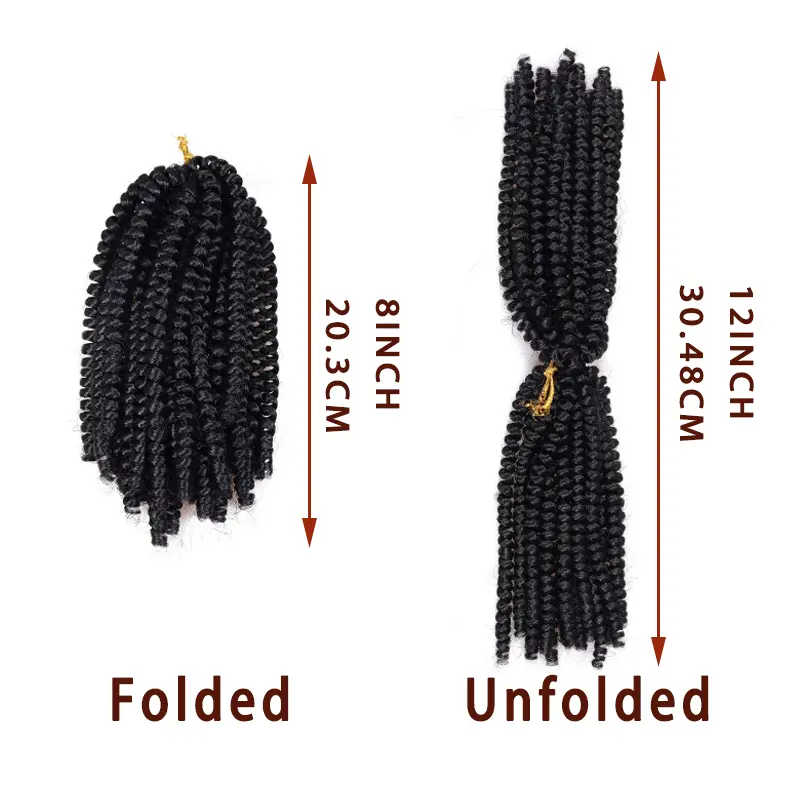 Spring Twist Hair - 8 Inch 6 Packs Spring Twists Crochet Hair for Women Black/T30 Synthetic Braiding Hair