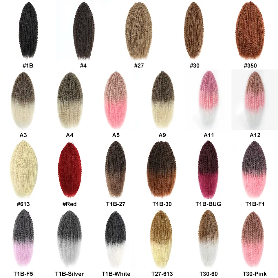 Synthetic Brazilian Braids Crochet Hair Extensions Kinky Curly Ombre Brown Pink Afro Curls Braiding Hair for Women African Curls