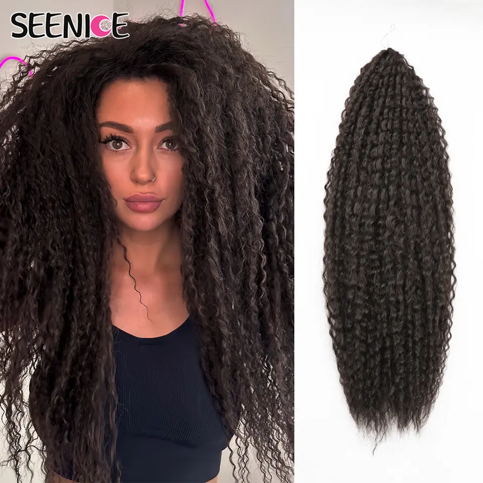 Synthetic Brazilian Braids Crochet Hair Extensions Kinky Curly Ombre Brown Pink Afro Curls Braiding Hair for Women African Curls