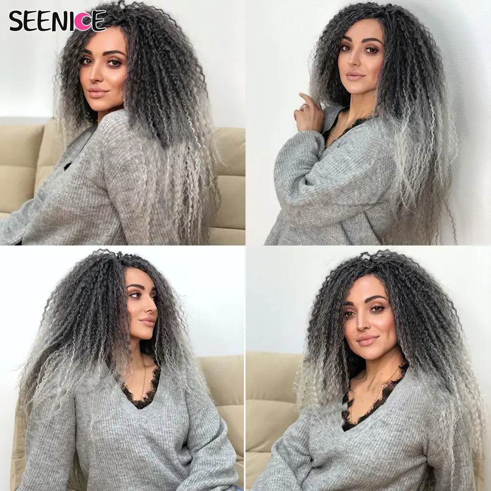 Synthetic Brazilian Braids Crochet Hair Extensions Kinky Curly Ombre Brown Pink Afro Curls Braiding Hair for Women African Curls