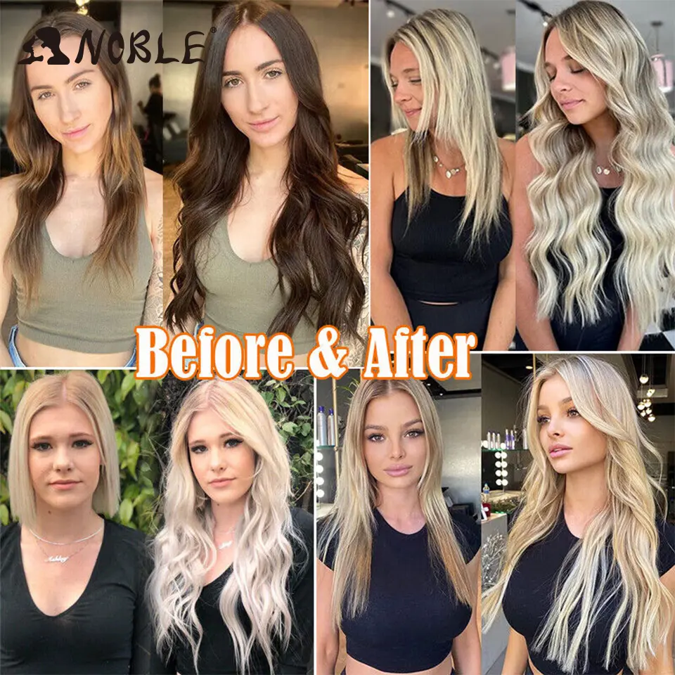 Noble Hair Synthetic Clip Hair Extensions 4Pcs/Set 24 Inch Long Straight Ombre 8 Clips In Hair Extensions For Women Hair piece