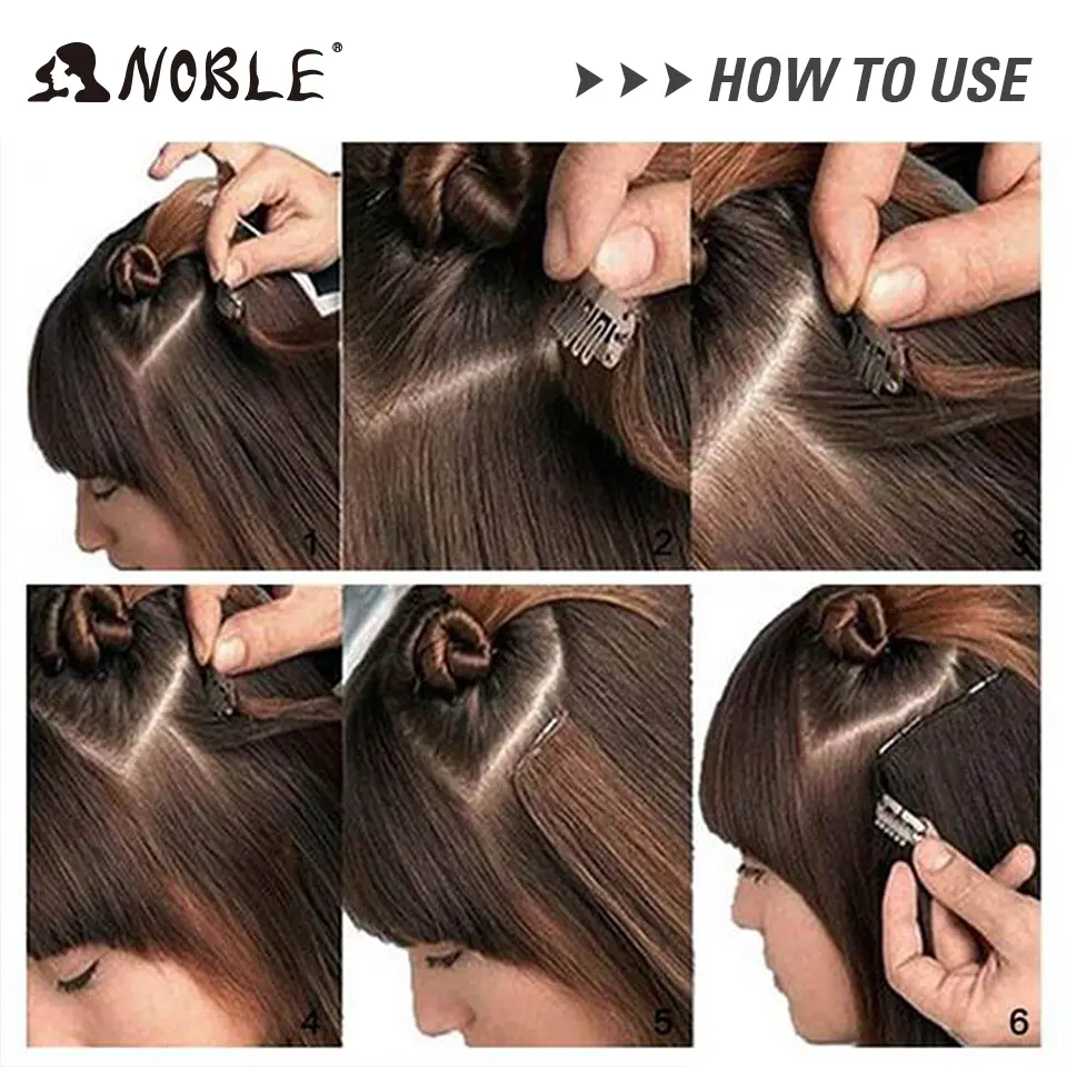 Noble Hair Synthetic Clip Hair Extensions 4Pcs/Set 24 Inch Long Straight Ombre 8 Clips In Hair Extensions For Women Hair piece