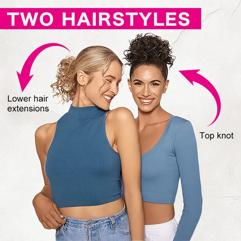 JULIANNA Kanekalon Synthetic Messy Curly Hair Bun Short Ponytail for Women Blonde Curly Bun Hair Extensions Heat Resistant