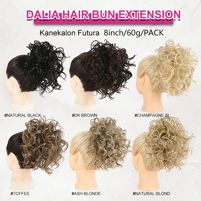 JULIANNA Kanekalon Synthetic Messy Curly Hair Bun Short Ponytail for Women Blonde Curly Bun Hair Extensions Heat Resistant