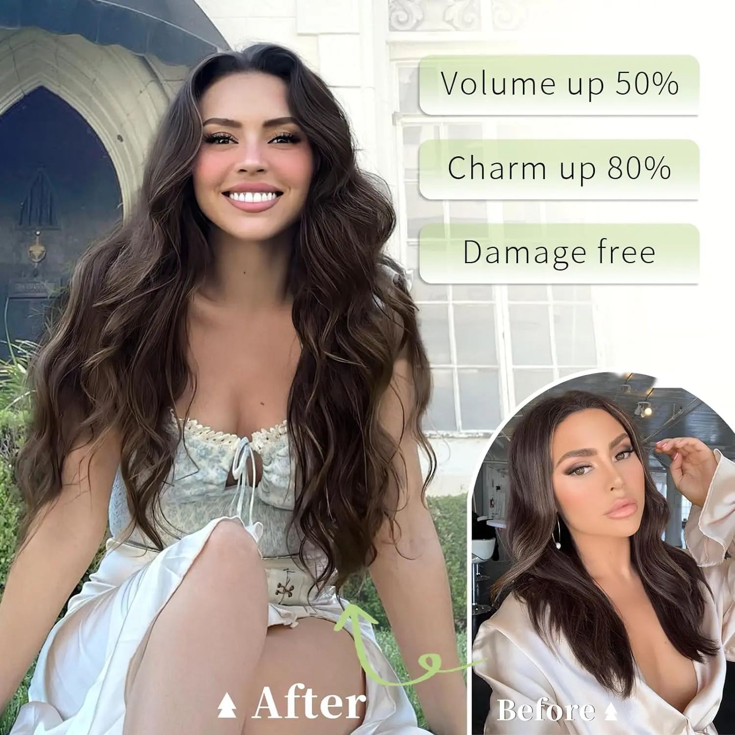 24 Inch Synthetic Long Wavy Curly Clips in Hair Extensions for Women with Adjustable 4 Secure Clips in One Hairpieces