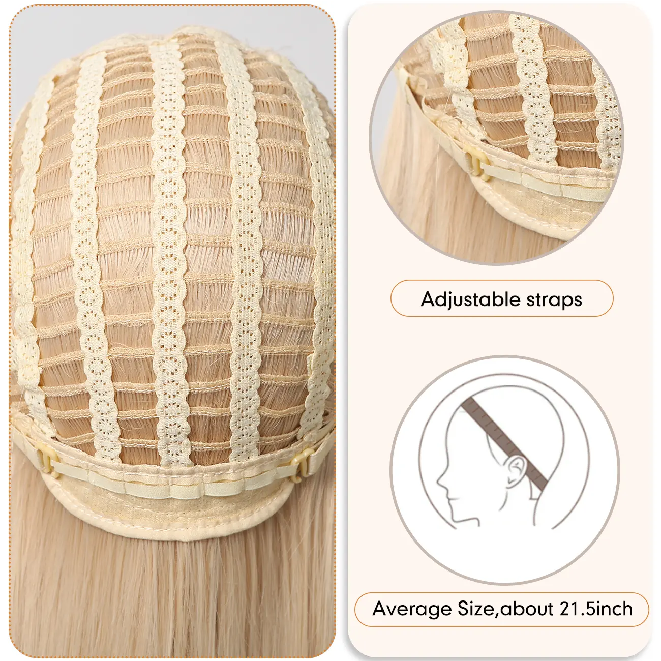 Platinum 613 Blonde Wig Long Wavy Synthetic Wig with Bangs Curly Mixed Golden for Women Cosplay Party Daily Use Heat Resistant