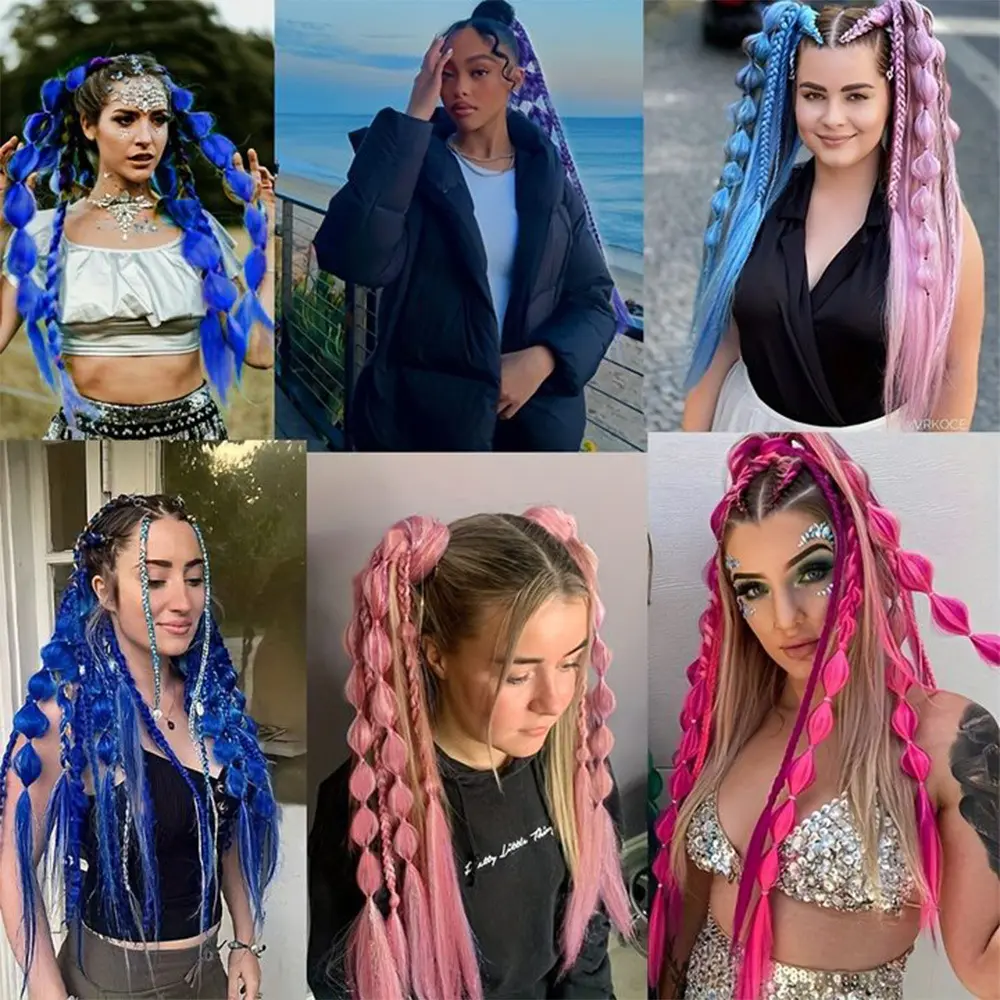 1pc Lantern Bubble Ponytail Extension 20 Inches Ombre Bubble Ponytail Twisted Braid With Elastic Band For Women