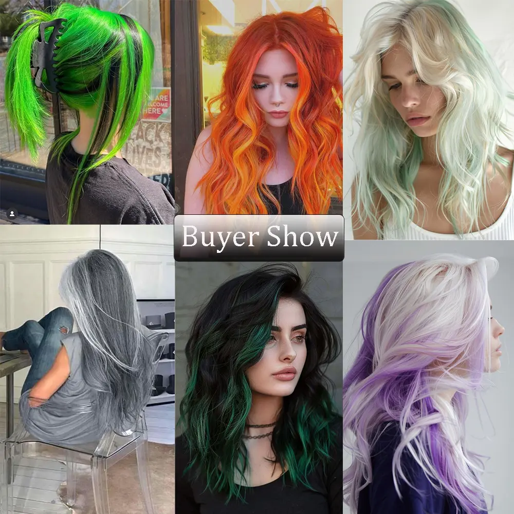 22 inches12pcs/pack Colored Party Synthetic Clip in Hair Extensions for Girls Multi-colors Straight Hair Synthetic Hairpieces