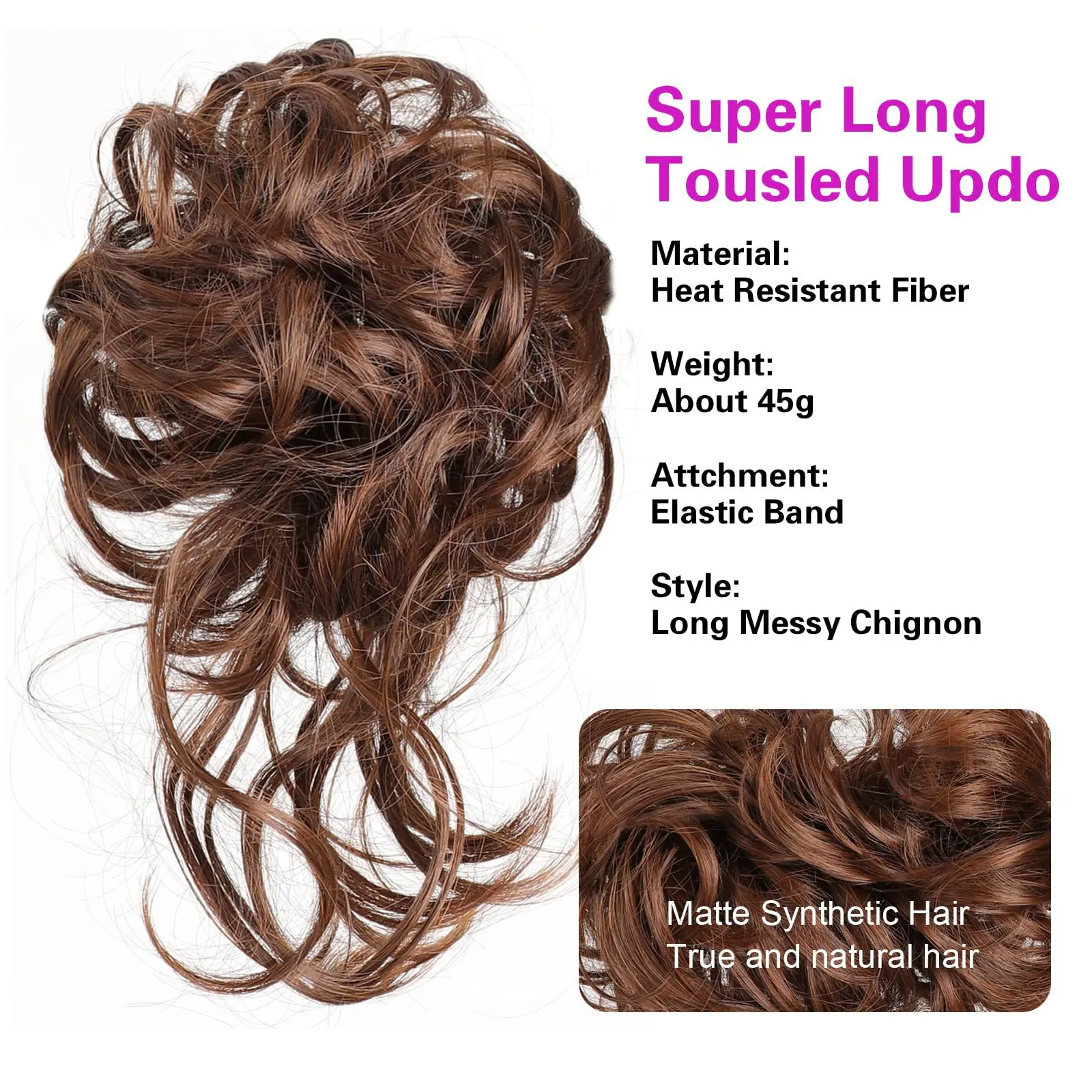 The ball head synthetic wig hair bag is long beard and fluffy hair bag is used for daily travel wear