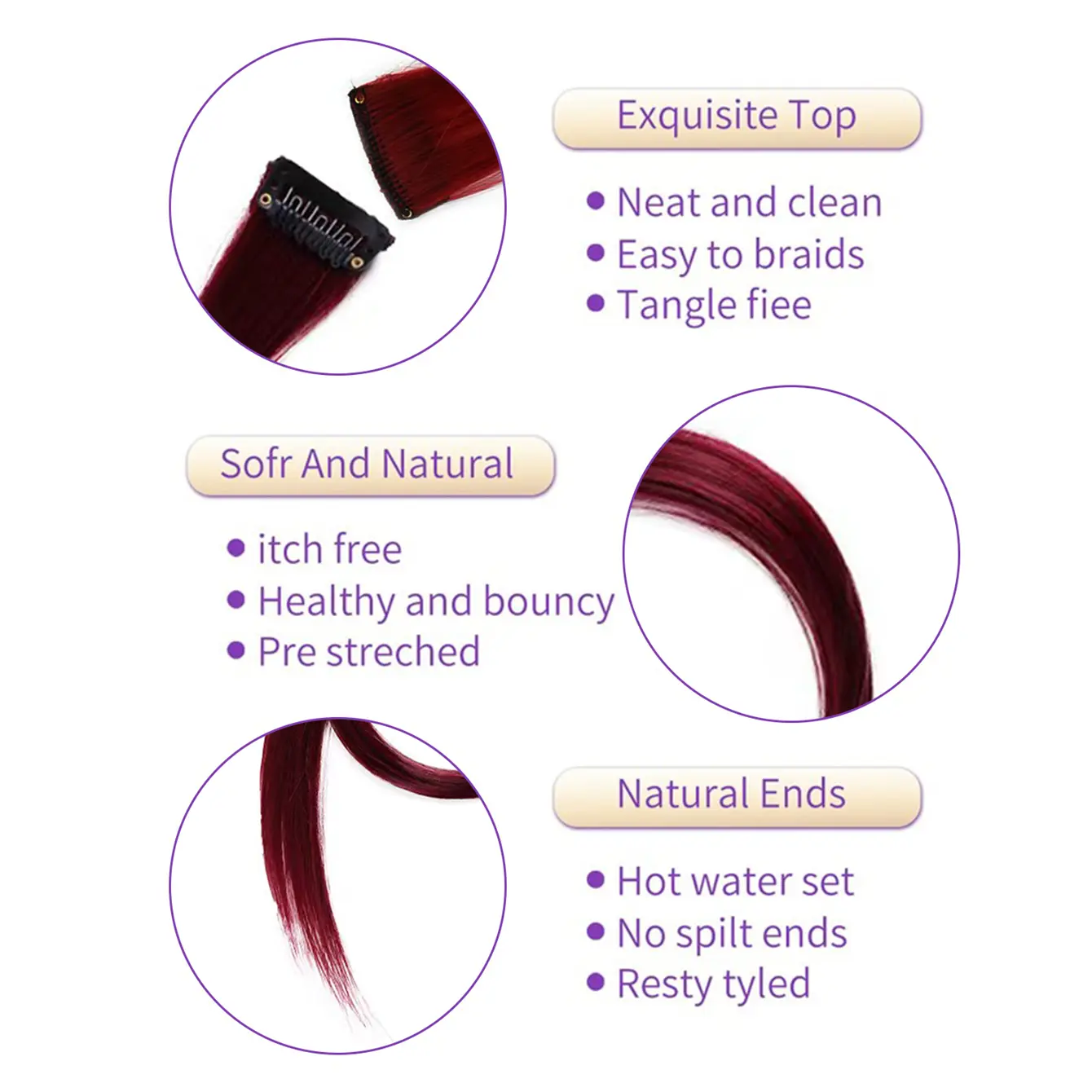 5pcs/Set Long Straight Hair  In Extensions Synthetic Clip In Hair Extensions for Women Halloween Christmas Party Cosplay