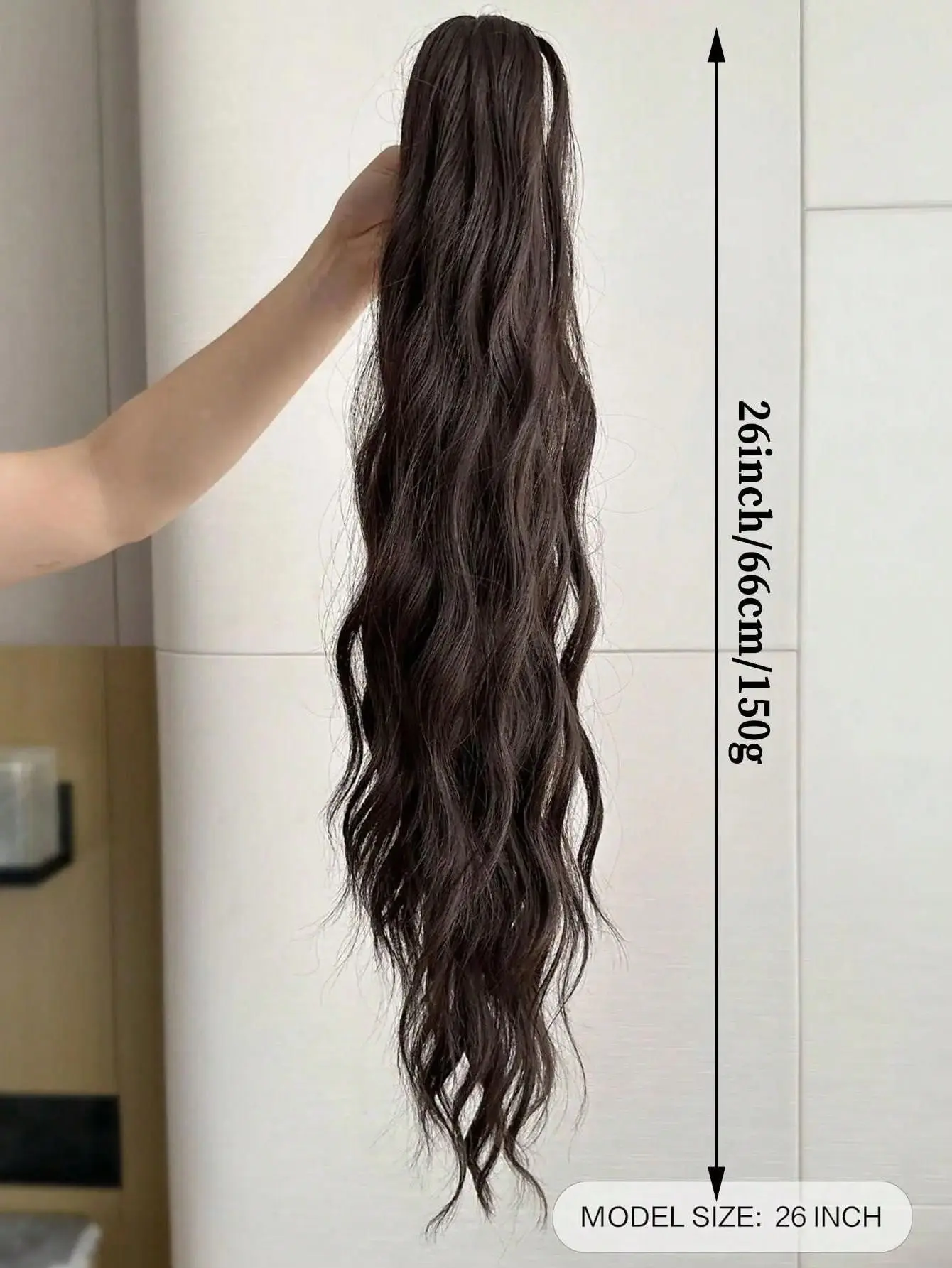 Claw ponytail extension hair long wavy elastic curly hair, ponytail extension, 26-inch ladies drawstring ponytail hair