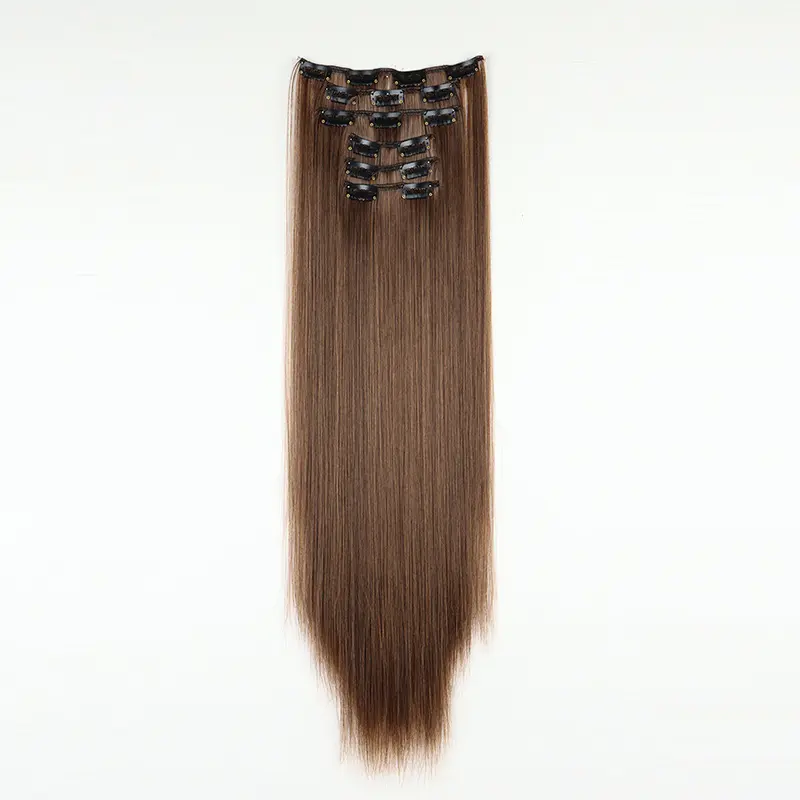 Wig hair extensions 6-piece set of clip hair synthetic wig straight hair pieces multi-color clip straight hair