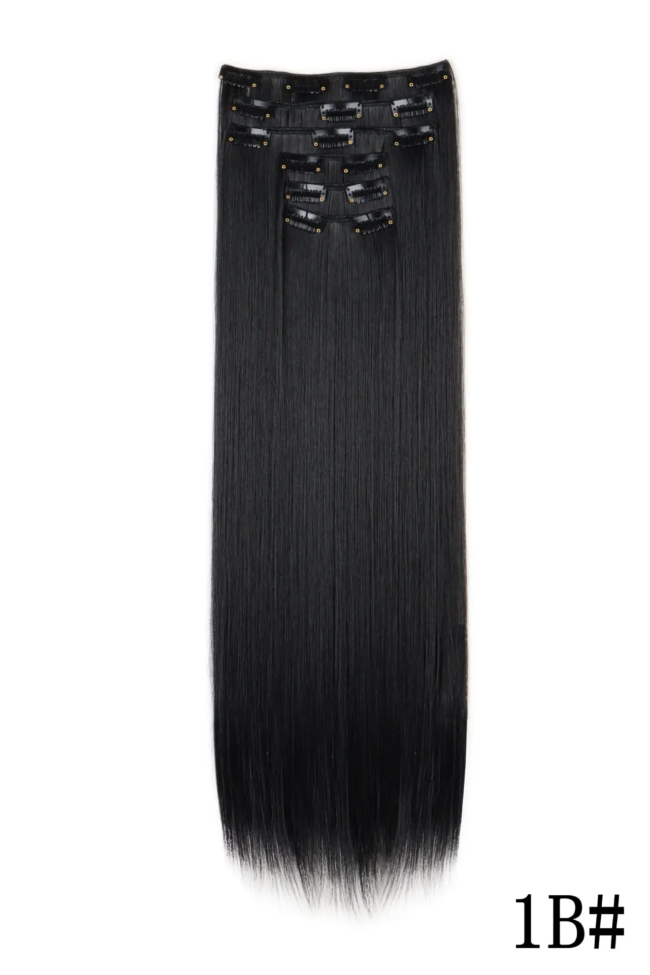 Wig hair extensions 6-piece set of clip hair synthetic wig straight hair pieces multi-color clip straight hair