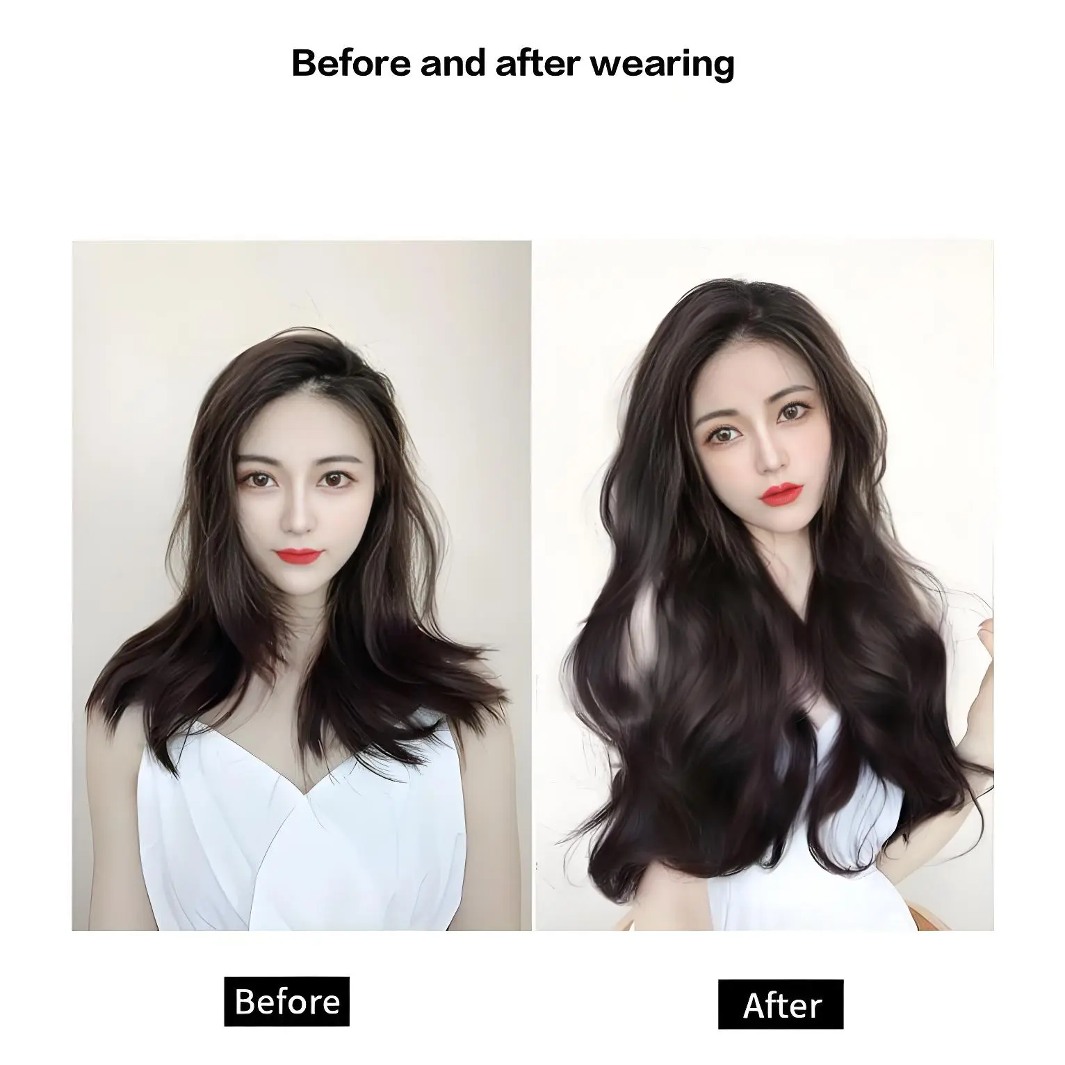 Long curly Invisible seamless V-shaped synthetic wig for women, high-level fluffy one-piece hair extension