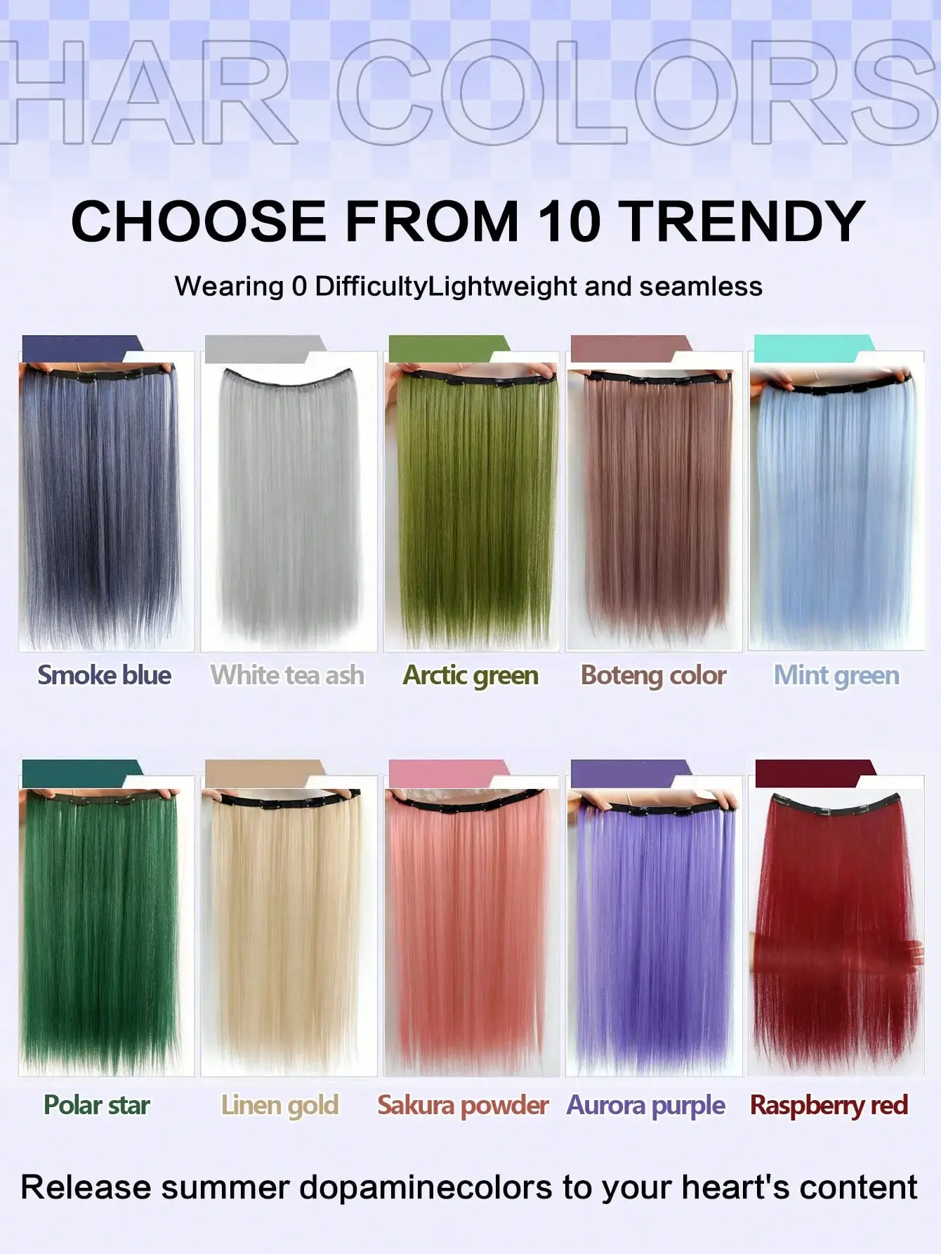 1pc Approx. 20 Inch Long Straight Synthetic Clip-In Hair Extensions, Color-Dyed Natural Looking Braids Hair Piece For Women