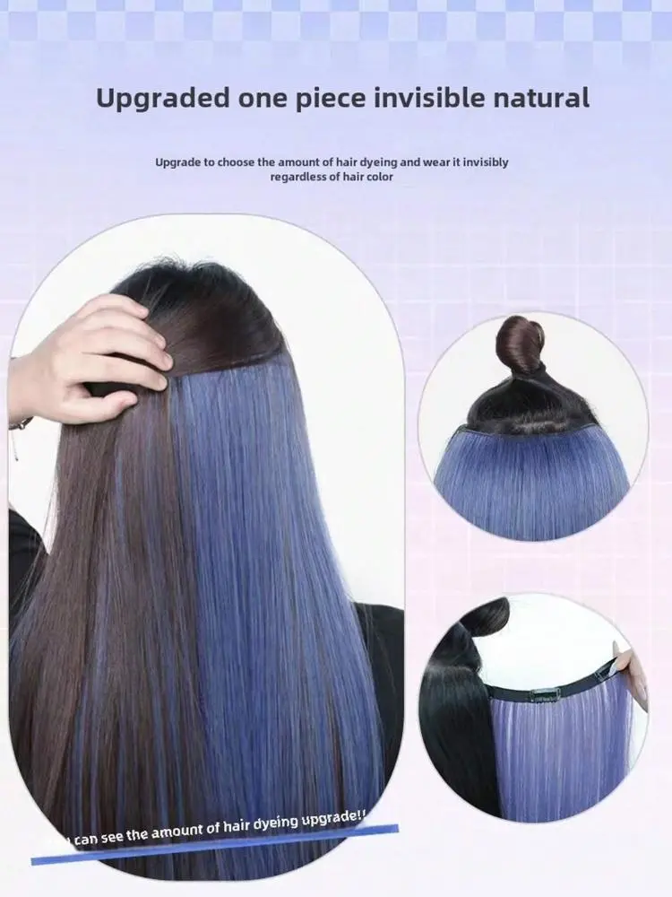 1pc Approx. 20 Inch Long Straight Synthetic Clip-In Hair Extensions, Color-Dyed Natural Looking Braids Hair Piece For Women