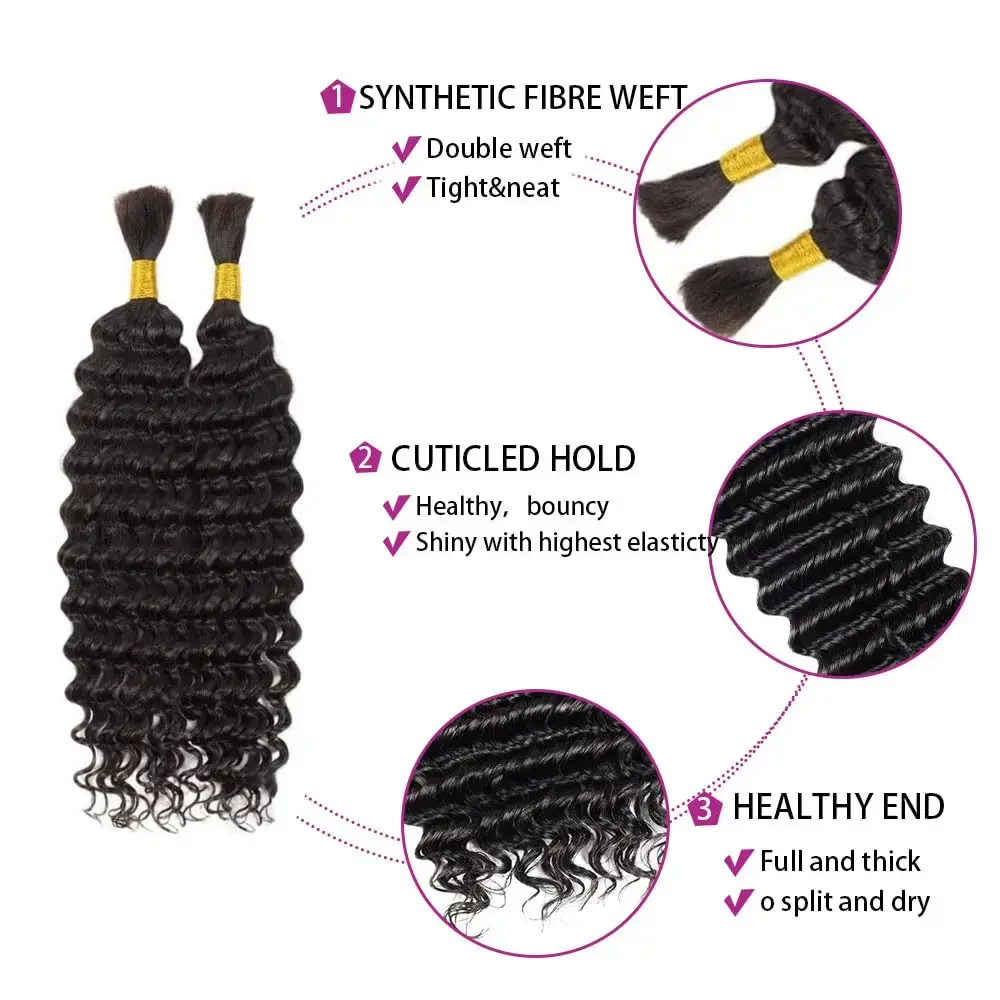Deep Wave Braids 160g Netless Deep Wave Braids Micro Synthetic Braids for Bohemian Braids Wet & Waves
