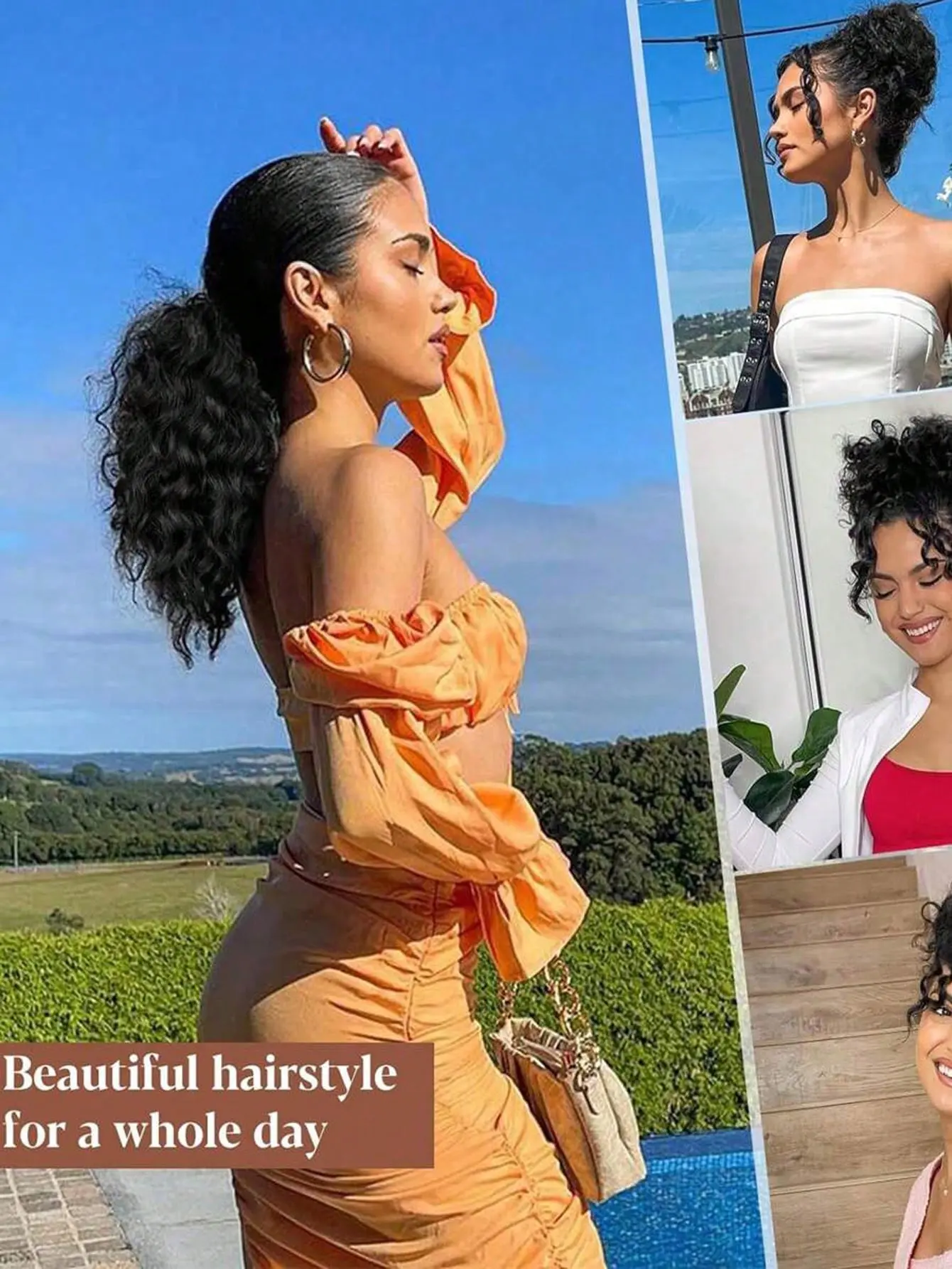 Short curls Elastic drawstring Ponytail, between ponytail and elastic drawstring Wavy synthetic curls for everyday use