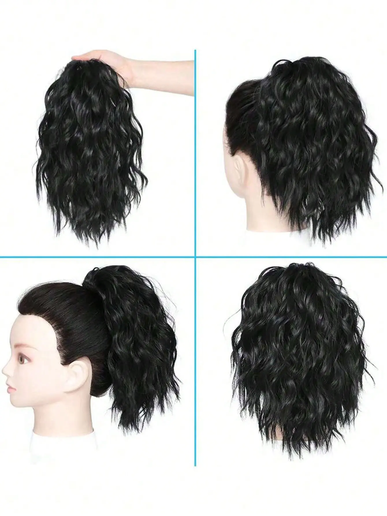 Short curls Elastic drawstring Ponytail, between ponytail and elastic drawstring Wavy synthetic curls for everyday use