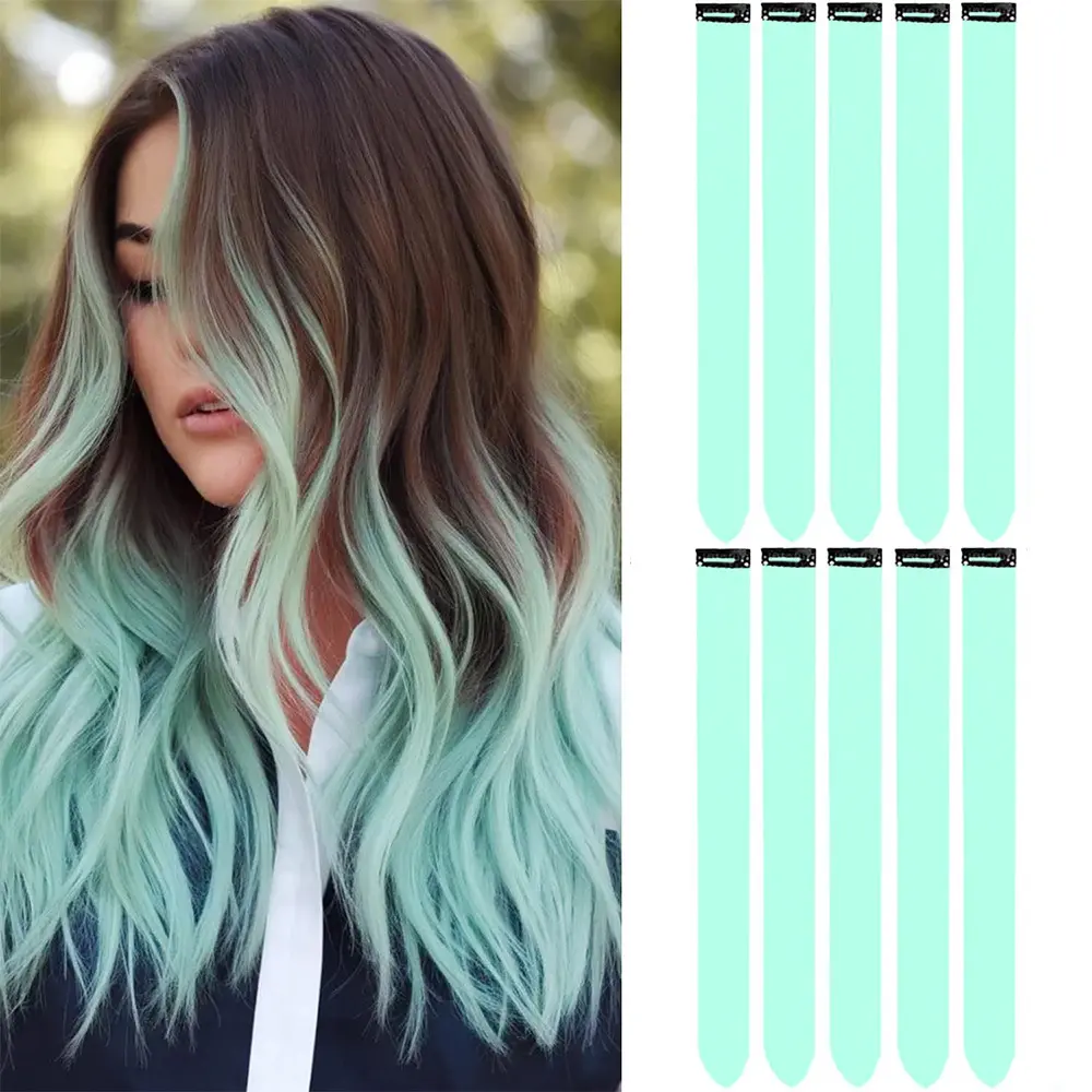 10 pieces of hanging ear dyeing, color clips, hair extensions, chemical fiber synthetic wigs, traceless hair extensions