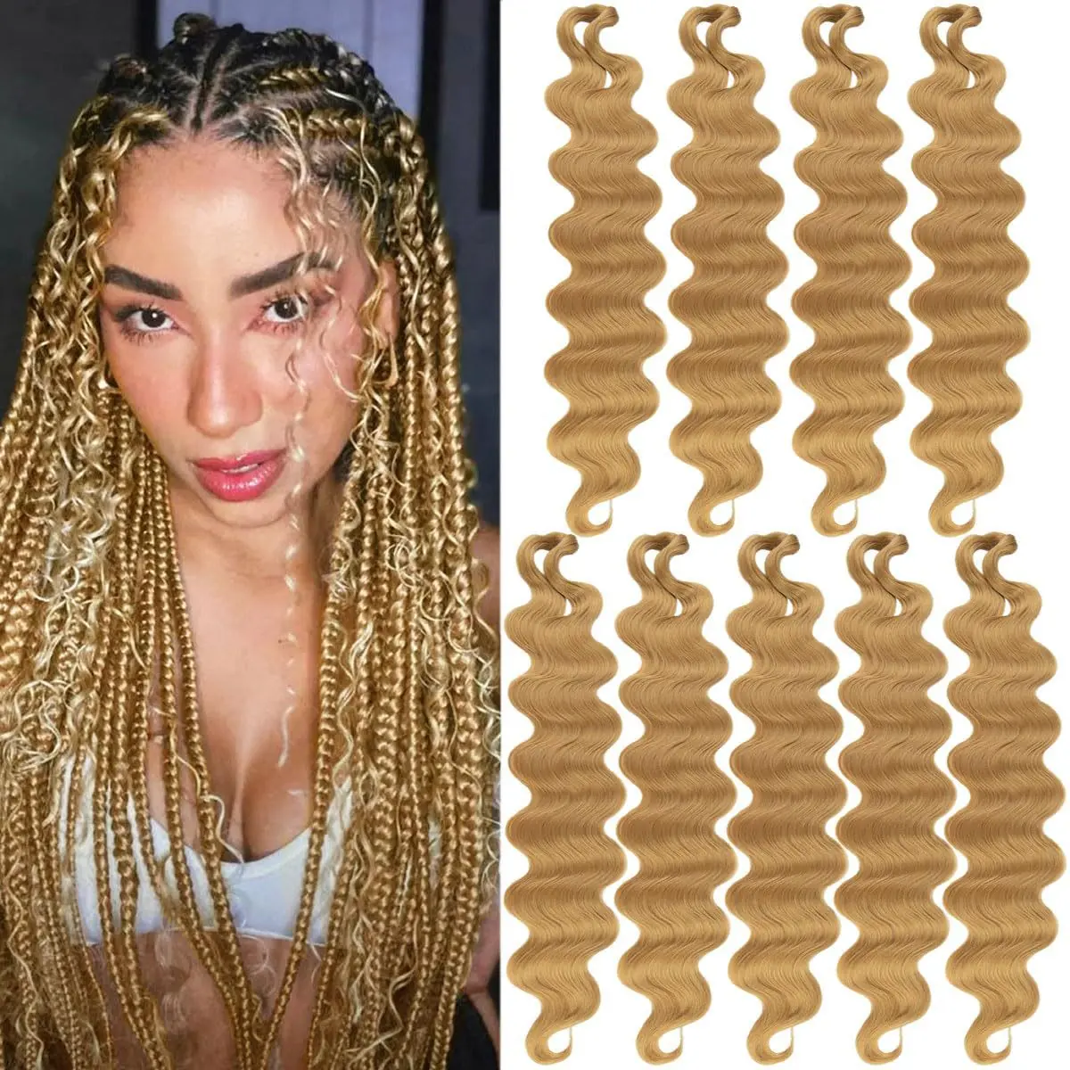 Curly crochet synthetic wigs are easy to wear and can be worn in a variety of styles for daily travel
