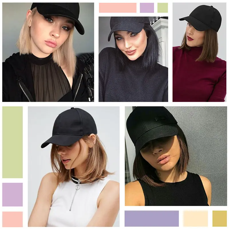 Cap wig, integrated synthetic wig, bob wig, hat, daily travel, wear baseball cap, wig cap