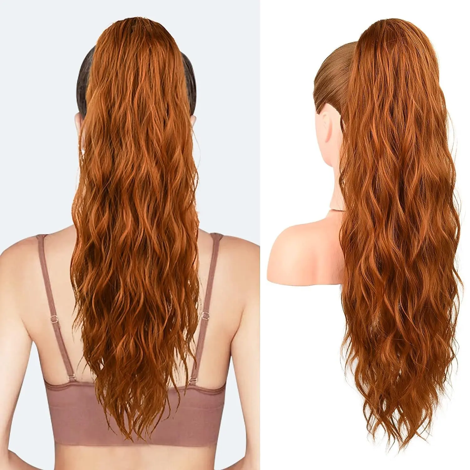 Drawstring ponytail water ripple wig ponytail stretch mesh synthetic wig braid