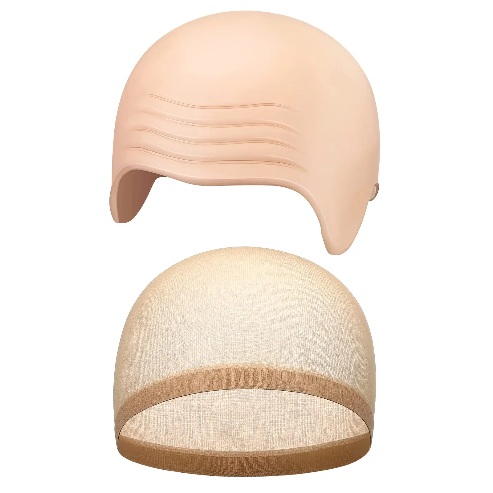 2-piece set Halloween bald makeup latex bald wig cap hair net adult role play head cover
