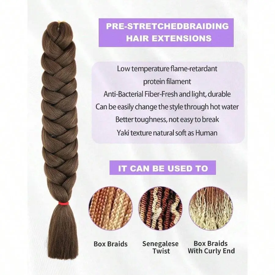 Xpression Synthetic Big Braids Crochet Hair Braids Extensions Yaki Straight Hair Women's Jumbo Braids Hair Daily Wear